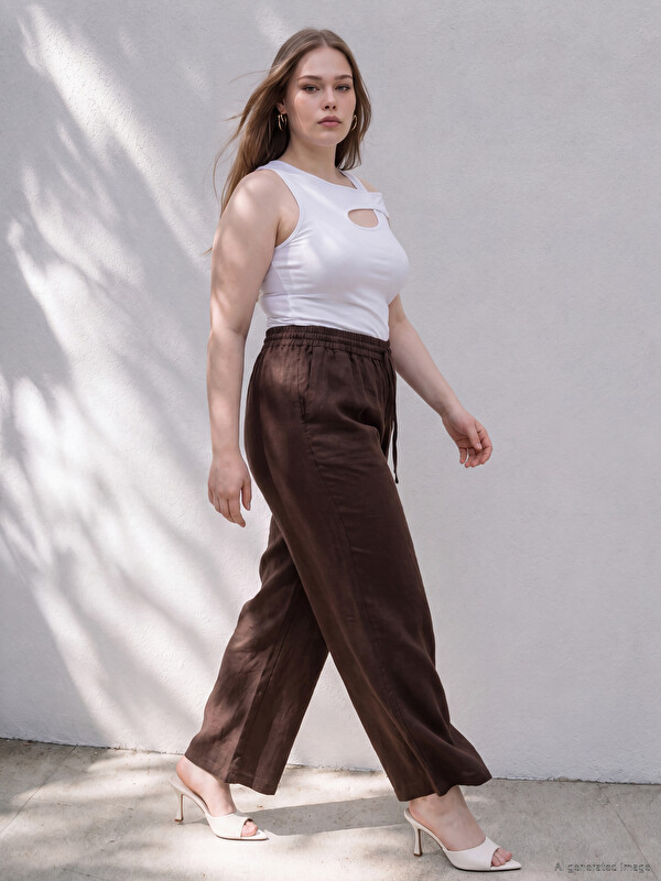 LCWAIKIKI Curve Plus Size Linen Blend Women's Shorts