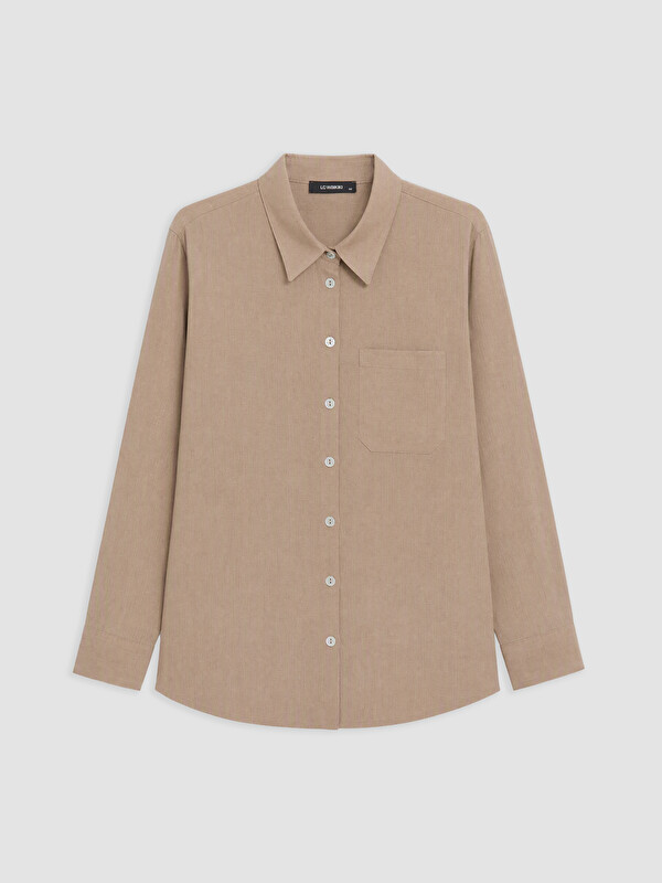 LCWAIKIKI Curve Plus Size Linen Blend Women's Shirt