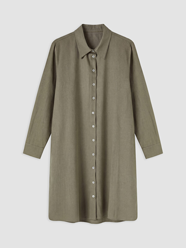 LCWAIKIKI Curve Plus Size Linen Blend Women's Shirt Tunic