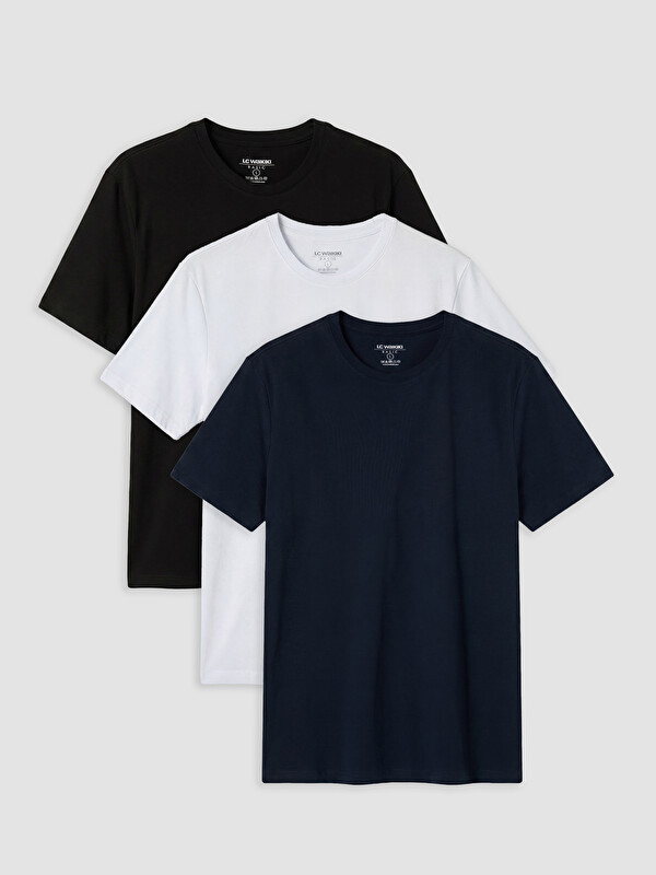 LCWAIKIKI Classic Regular Fit %100 Pamuk Basic Erkek Tişört 3'lü