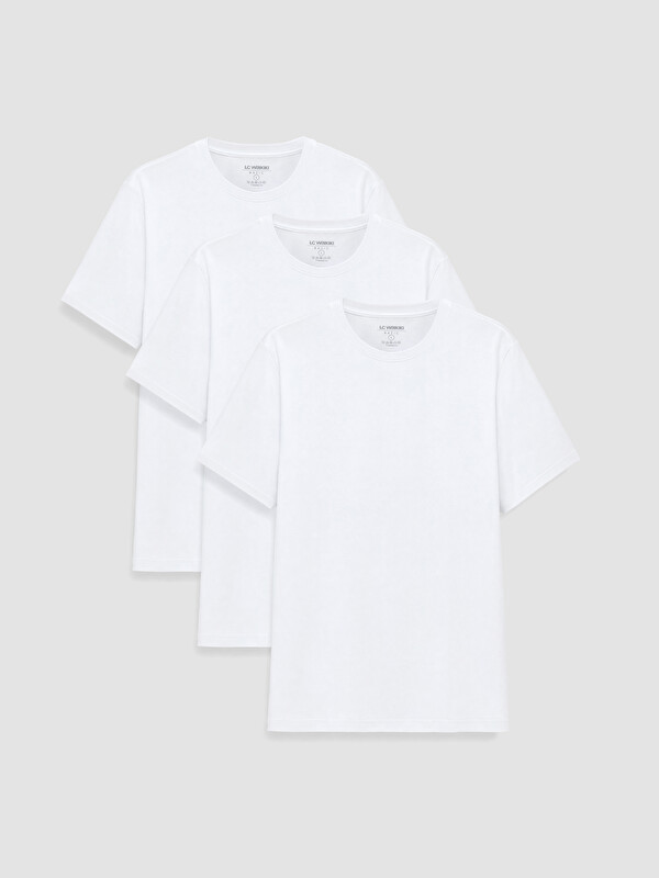 LCWAIKIKI Classic Regular Fit %100 Pamuk Basic Erkek Tişört 3'lü