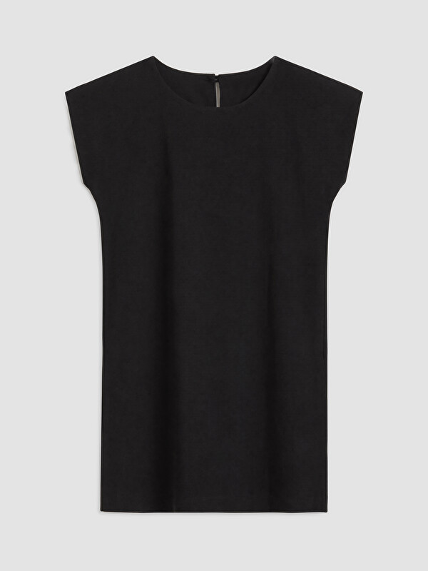 LCWAIKIKI Petite Crew Neck Linen Blend Mini Dress