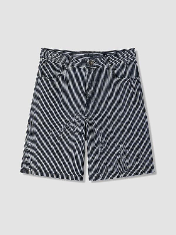 LCW Kids Regular Fit Çizgili Erkek Çocuk Jean Şortolon