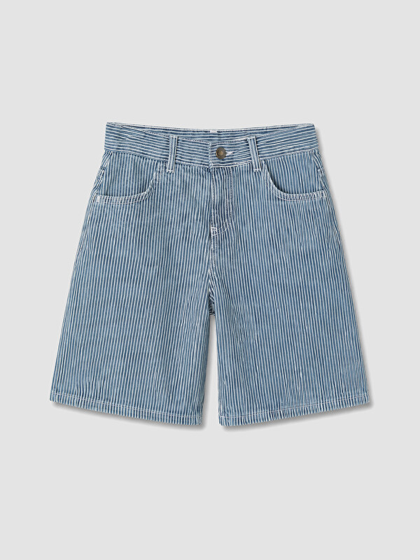 LCW Kids Regular Fit Çizgili Erkek Çocuk Jean Şortolon