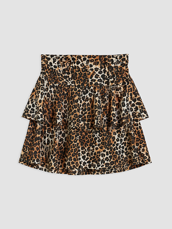 LCW Vision Leopar Desenli Katkat Mini Şortlu Etek