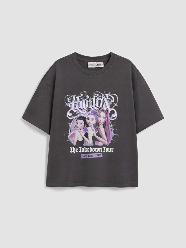 LCW Kids K-pop Demon Hunters Baskılı Kız Çocuk Tişört