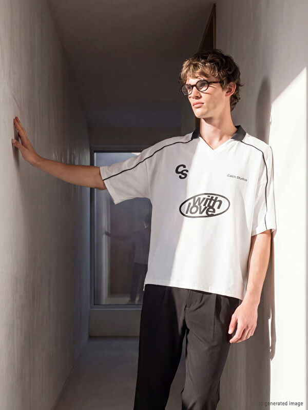 XSIDE Polo Yaka Baskılı Erkek Tişört