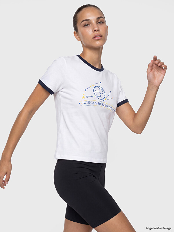 KOOR SPORT Bosna Hersek Baskılı %100 Pamuklu Kadın Spor Tişört