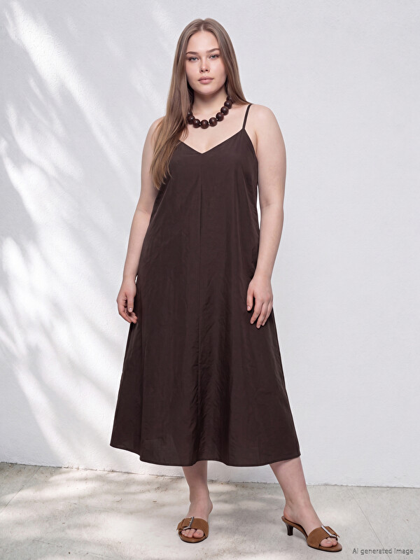 LCWAIKIKI Curve Plus Size Modal Blended Strappy Dress