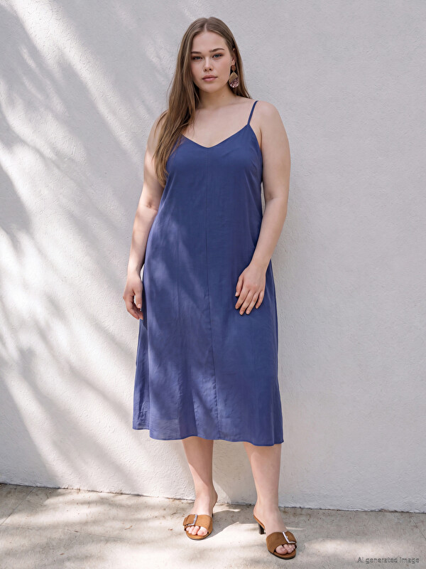 LCWAIKIKI Curve Plus Size Modal Blended Strappy Dress