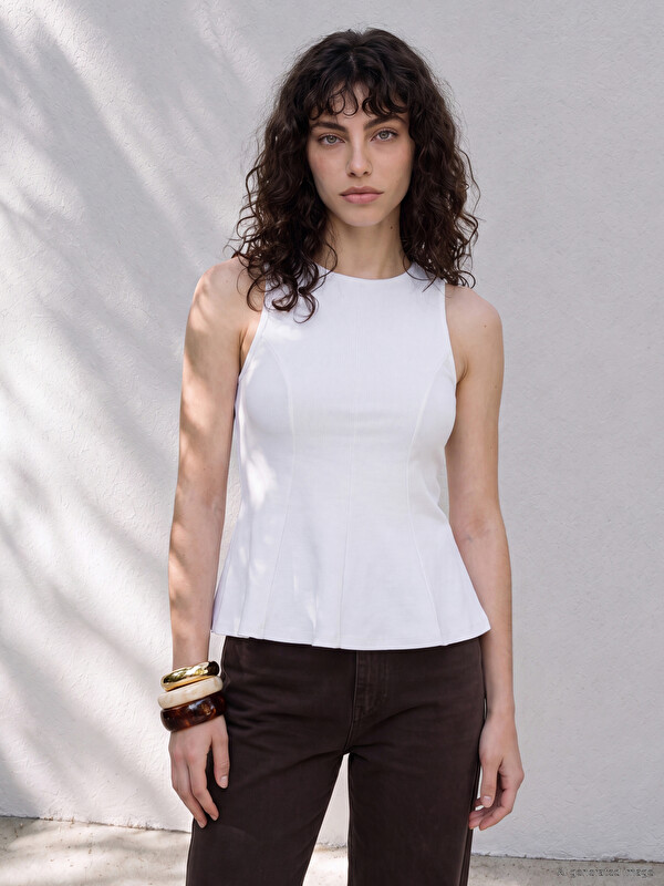 LCWAIKIKI Petite Crew Neck Peplum Blouse