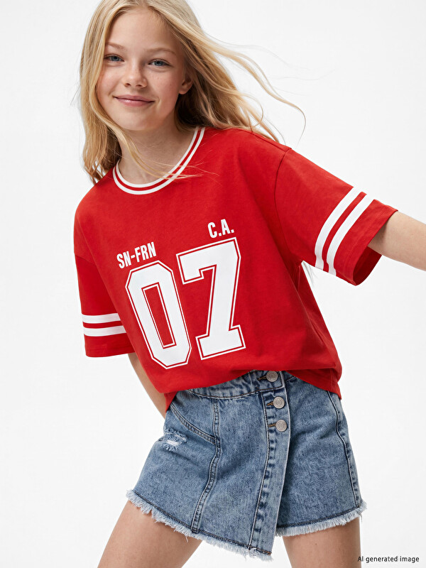 LCW Kids Crew Neck Printed Girls' T-Shirt