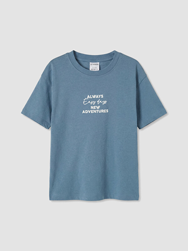 LCW Kids Slogan Baskılı Erkek Çocuk Tişört