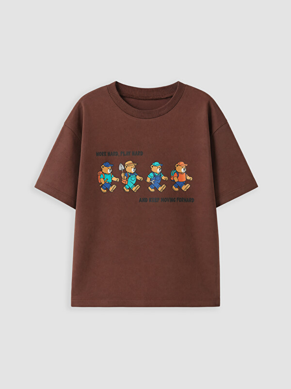 LCW Kids Bisiklet Yaka Baskılı Erkek Çocuk Tişört