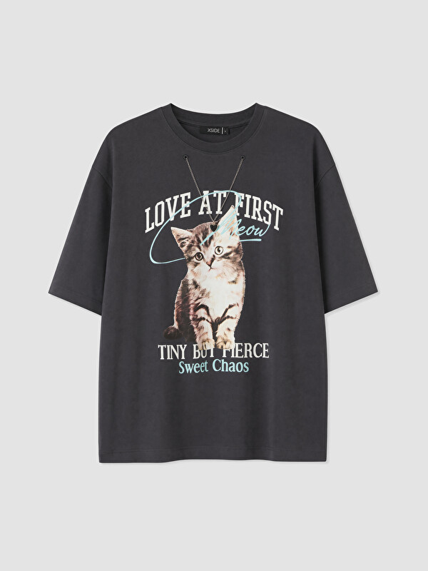 XSIDE Kolyeli Oversize %100 Pamuklu Kadın Tişört