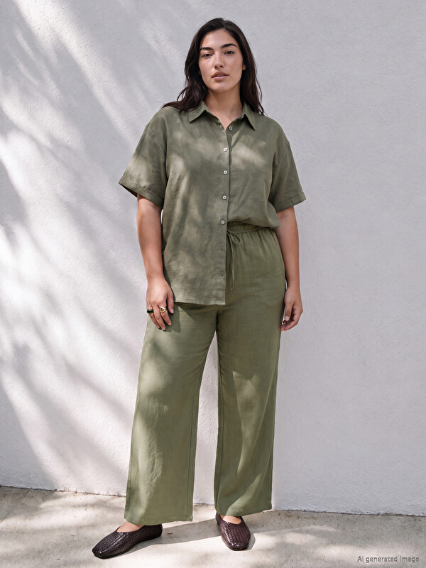 LCWAIKIKI Petite Elastic Waist Wide Leg Women's Trousers