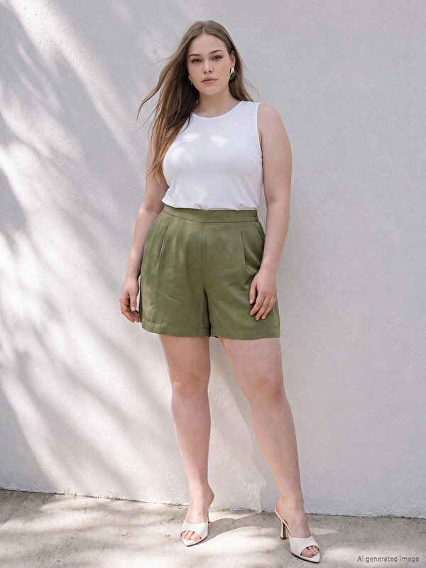 LCWAIKIKI Curve Plus Size Elastic Waist Women's Shorts