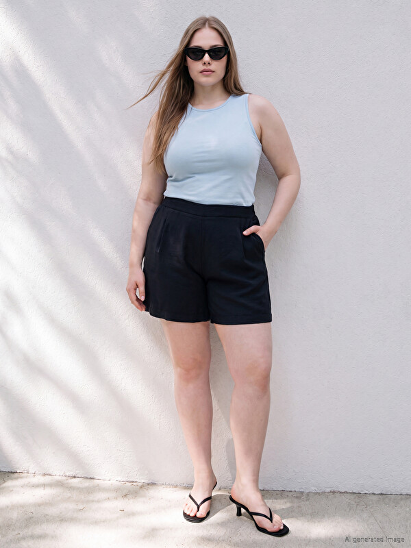 LCWAIKIKI Curve Plus Size Elastic Waist Women's Shorts