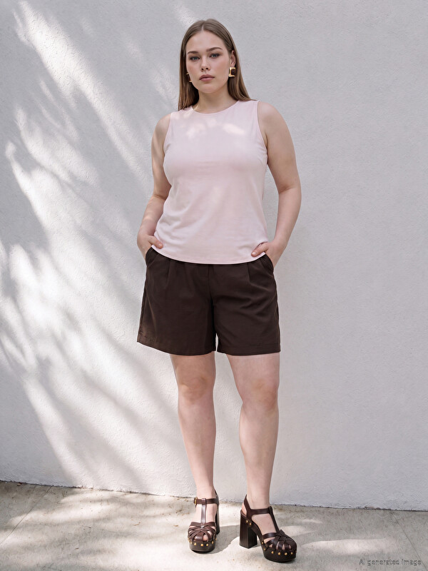 LCWAIKIKI Curve Plus Size Elastic Waist Women's Shorts