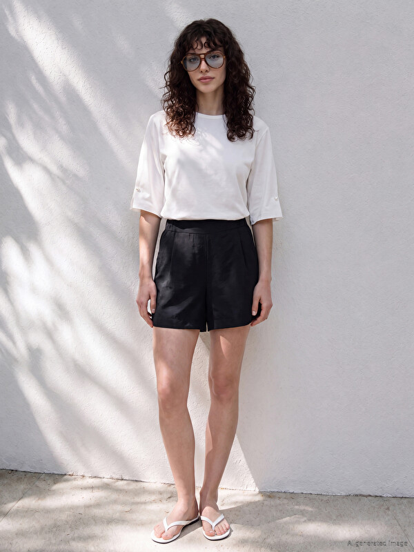 LCWAIKIKI Petite Elastic Waist Pleated Women's Shorts