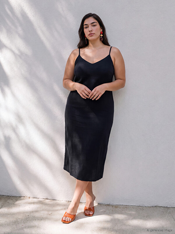 LCWAIKIKI Petite V Neck Strappy Mini Dress