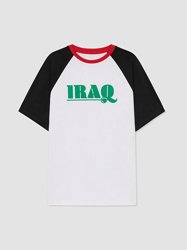 KOOR SPORT Bisiklet Yaka Iraq Baskılı Kadın Spor Tişört