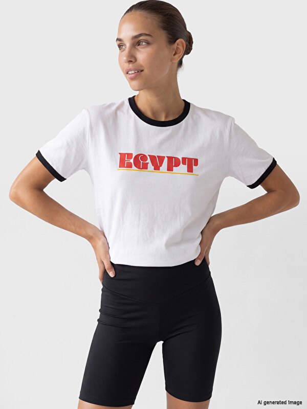 KOOR SPORT Mısır Baskılı Oversize Kadın Spor Tişört