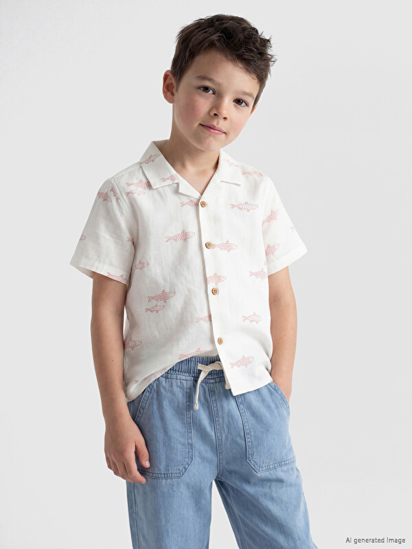 LCW Kids Këmishë poplin e stampuar për djem