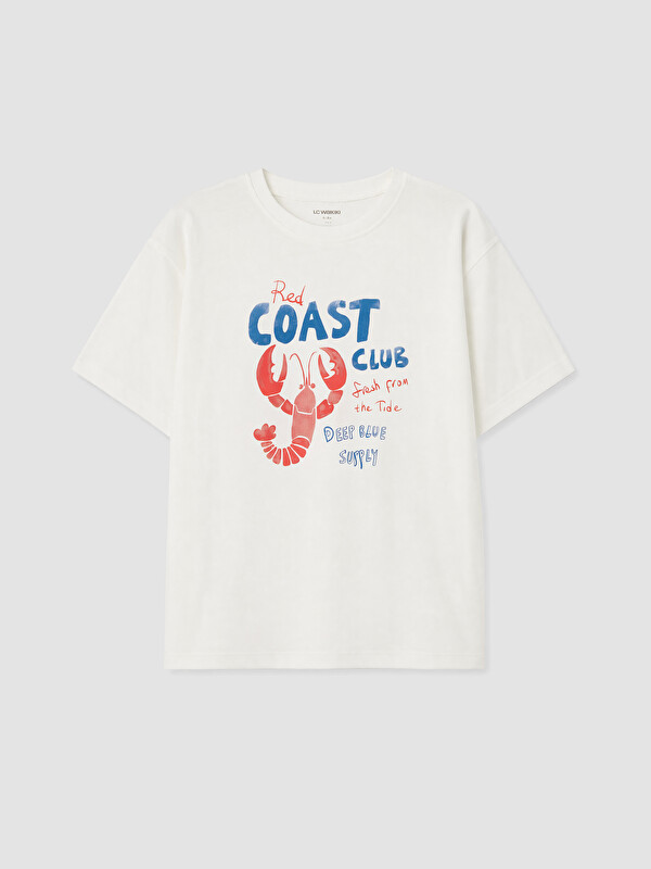 LCW Kids Bisiklet Yaka Baskılı Erkek Çocuk Tişört
