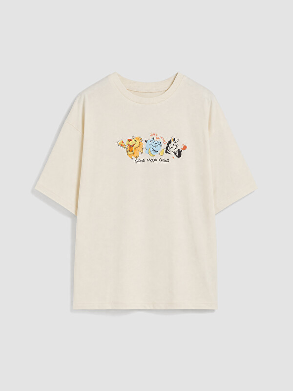 LCW Kids Bisiklet Yaka Baskılı Erkek Çocuk Tişört