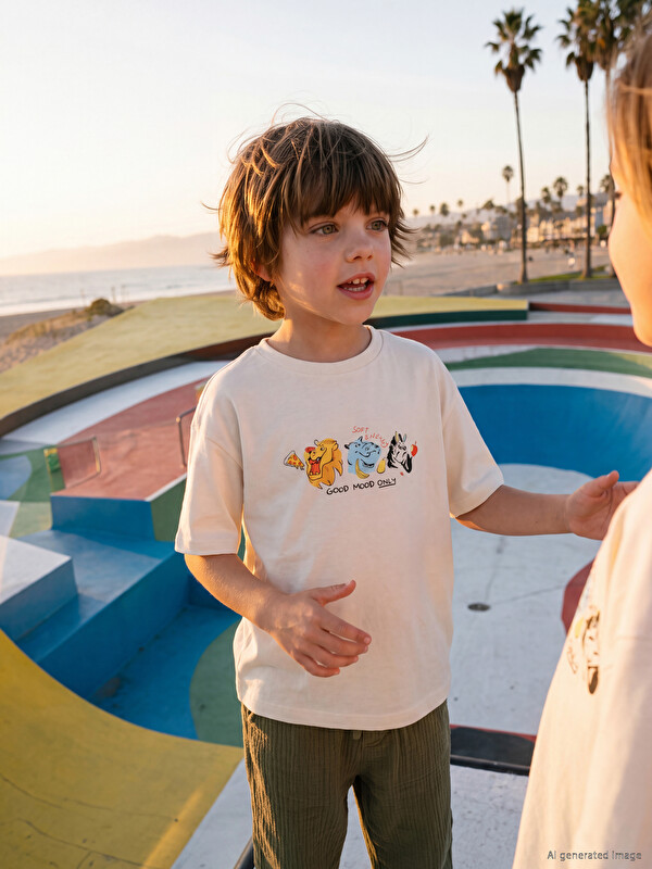 LCW Kids T-shirt me jakë të rrumbullakët e stampuar për djem
