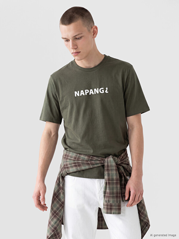 XSIDE Bisiklet Yaka Kıbrıs Slogan Baskılı Erkek Tişört