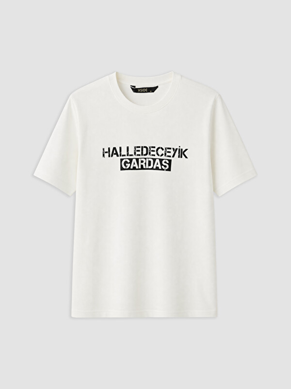 XSIDE Bisiklet Yaka Kıbrıs Slogan Baskılı Erkek Tişört