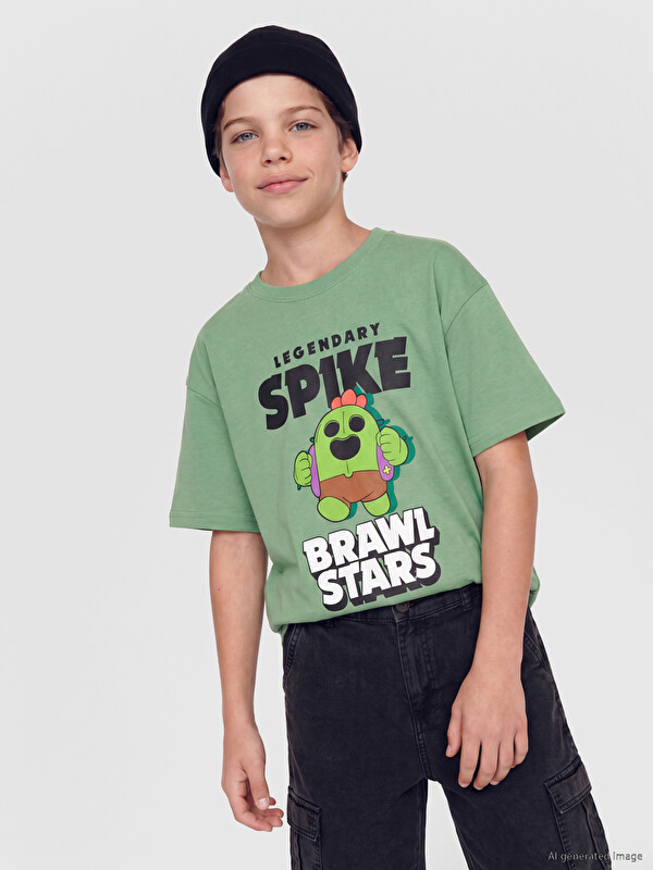LCW Kids T-shirt me jakë të rrumbullakët i stampuar Brawl Stars për djem