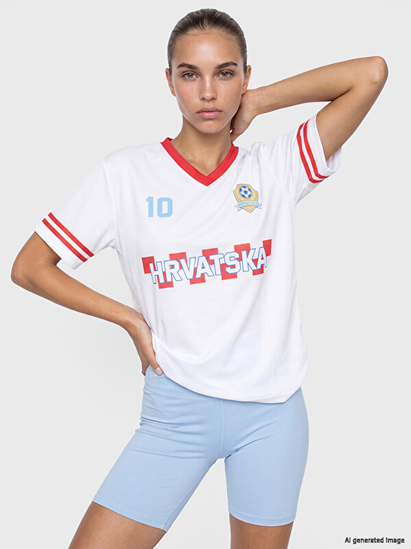 KOOR SPORT Hırvatistan Baskılı Kadın Spor Tişört