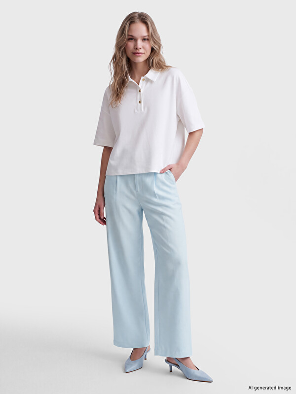 LCW Vision Pleated Wide Leg Women's Trousers
