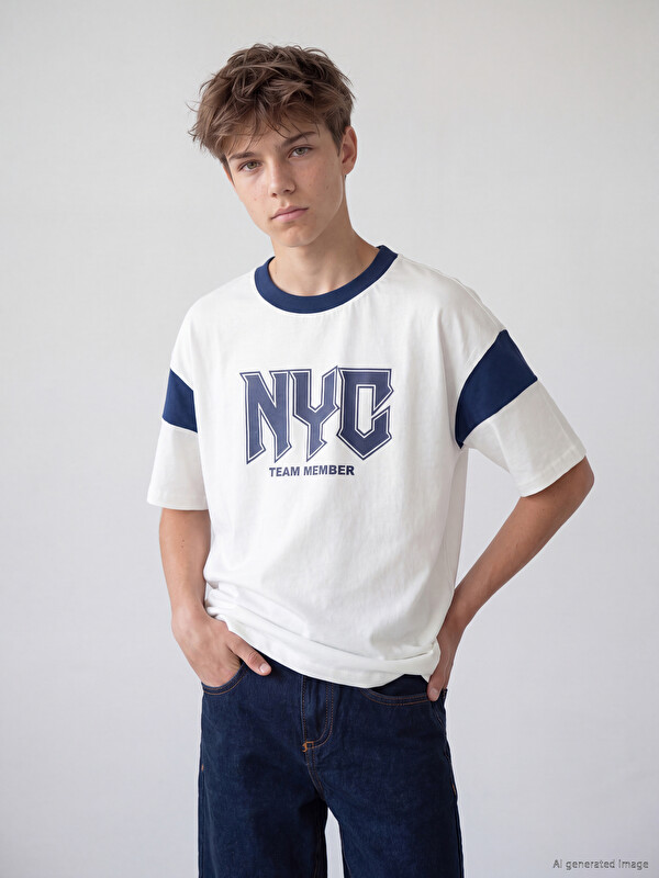 LCW Kids T-shirt Garçon Col rond Imprimé NYC