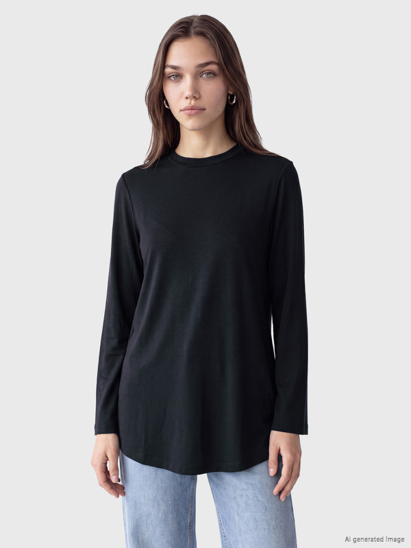 LCW Modest Bisiklet Yaka Soft Touch Kadın Tunik
