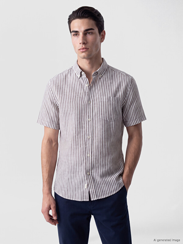 LCWAIKIKI Classic Man Brown Shirt