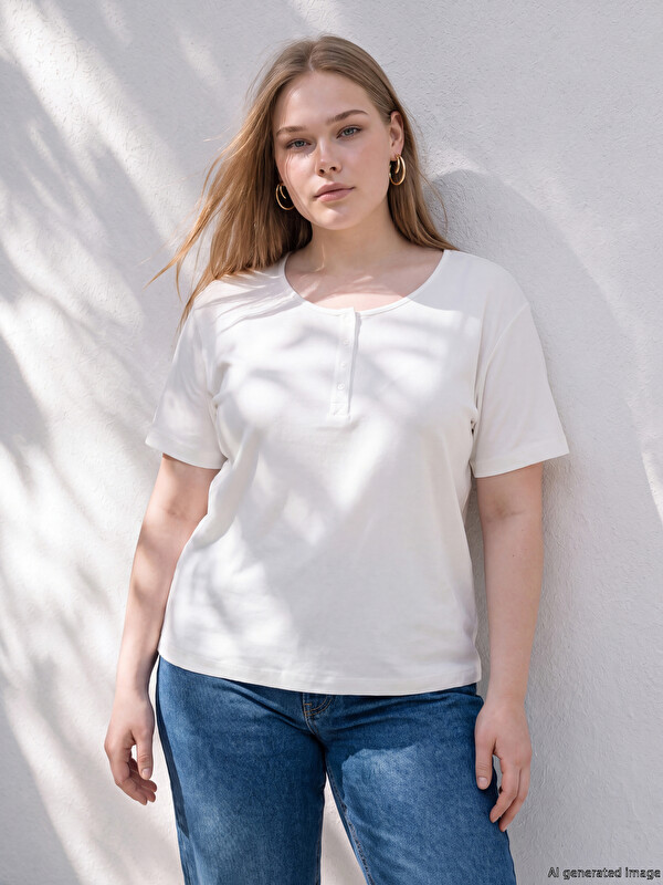 LCW Curve Plus Size Crew Neck Women's T-Shirt