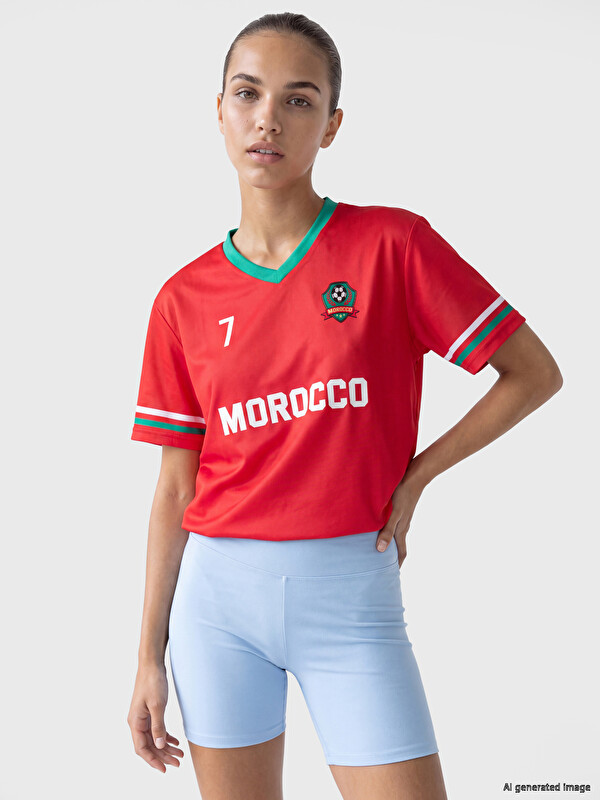 KOOR SPORT Morocco Baskılı Oversize Kadın Spor Tişört