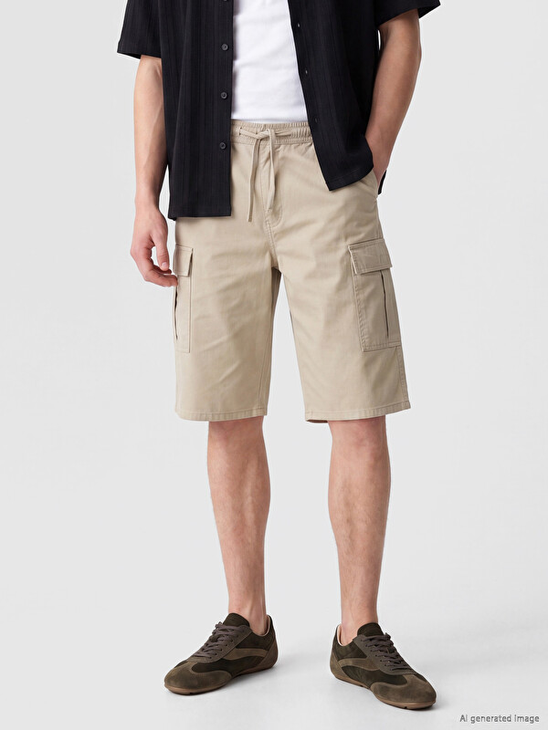 XSIDE Relax Fit Gabardin Erkek Kargo Şort