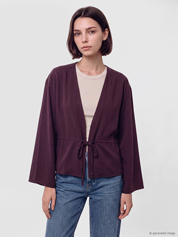 LCW Modest V Yaka Bağlamalı Kadın Kimono