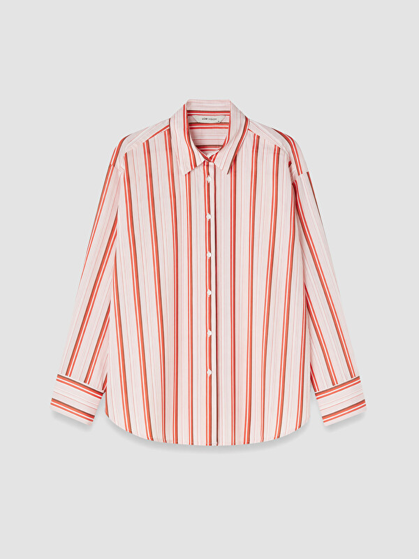 LCW Vision Çizgili Oversize Poplin Kadın Gömlek