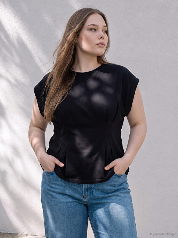 LCWAIKIKI Curve Plus Size Pleated Detail Blouse
