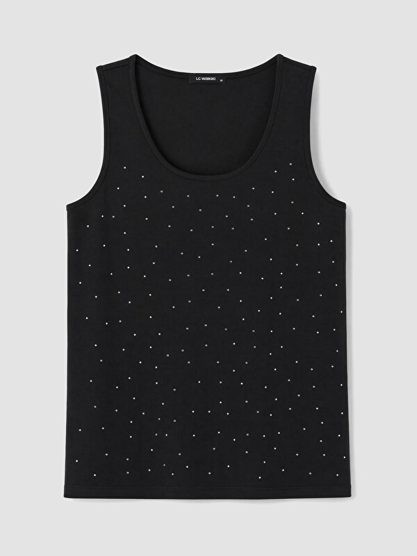 LCWAIKIKI Curve Plus Size Rhinestone Embellished Women's Tank Top