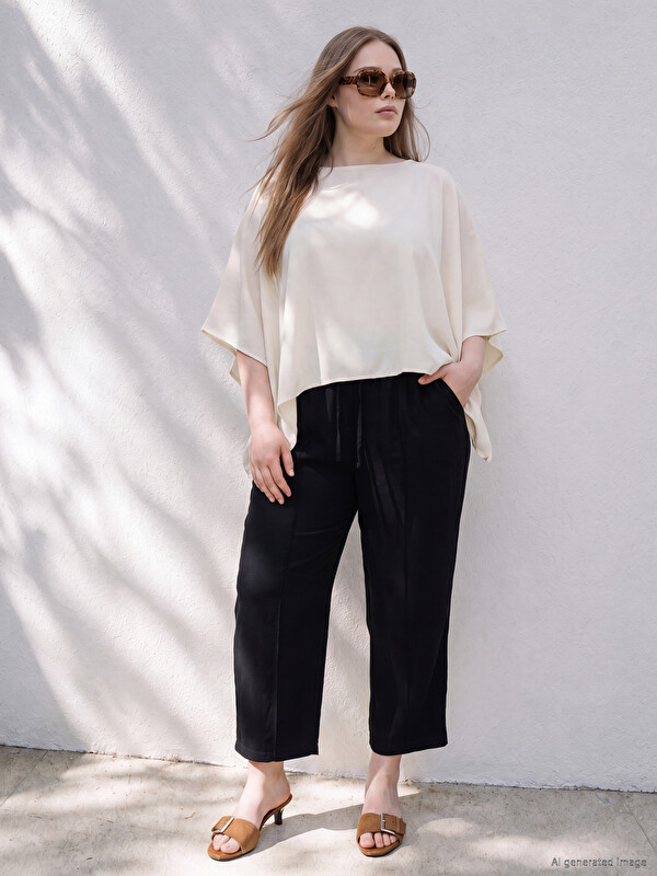 LCWAIKIKI Curve Plus Size Elastic Waist Women's Trousers