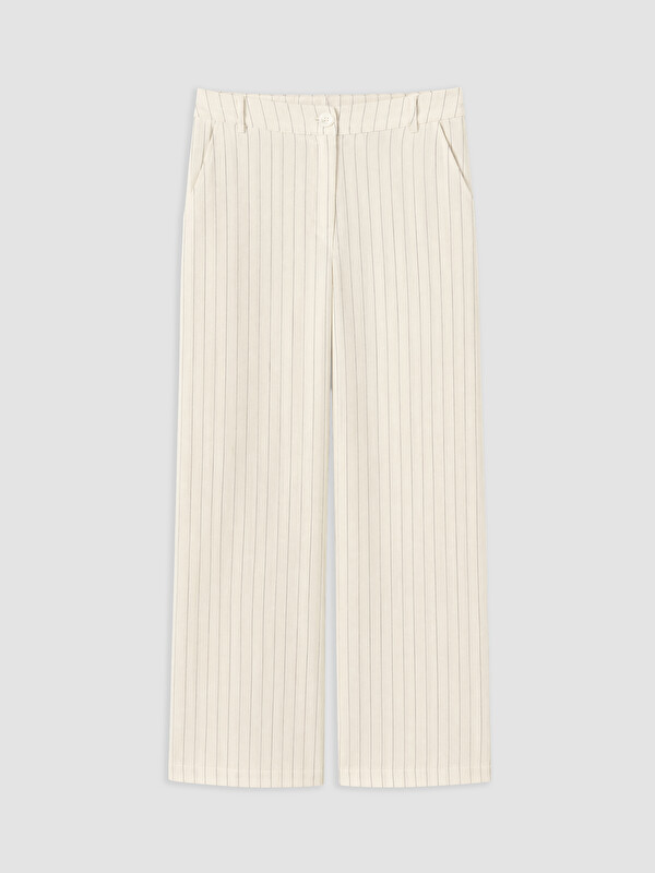 Soulife Loose Fit Çizgili Geniş Paça Kadın Pantolon