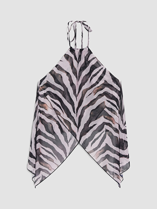 LCW DREAM Halter Yaka Zebra Desenli Kadın Plaj Elbisesi