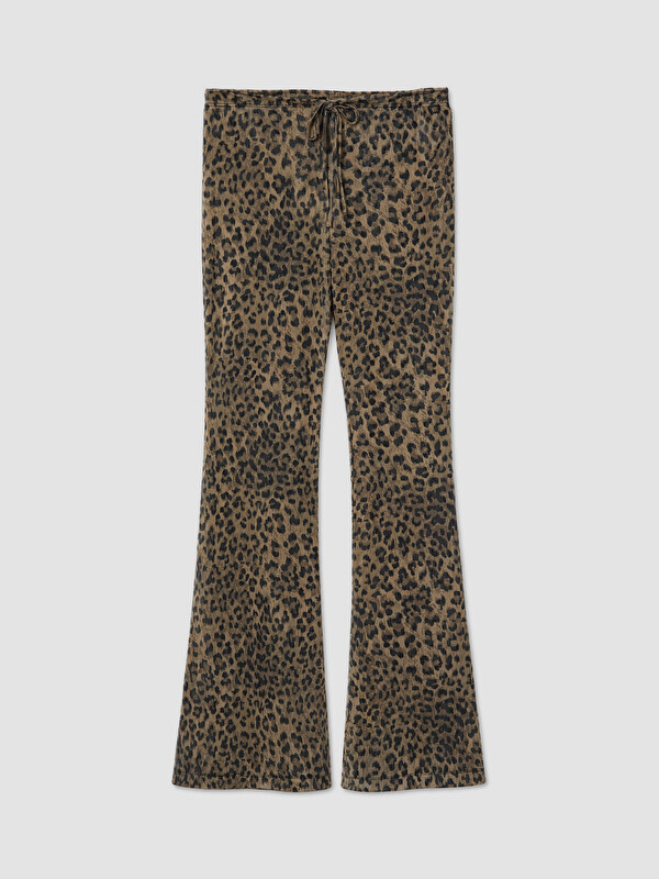 LCW DREAM Beli Lastikli Leopar Desenli Plaj Pantolonu